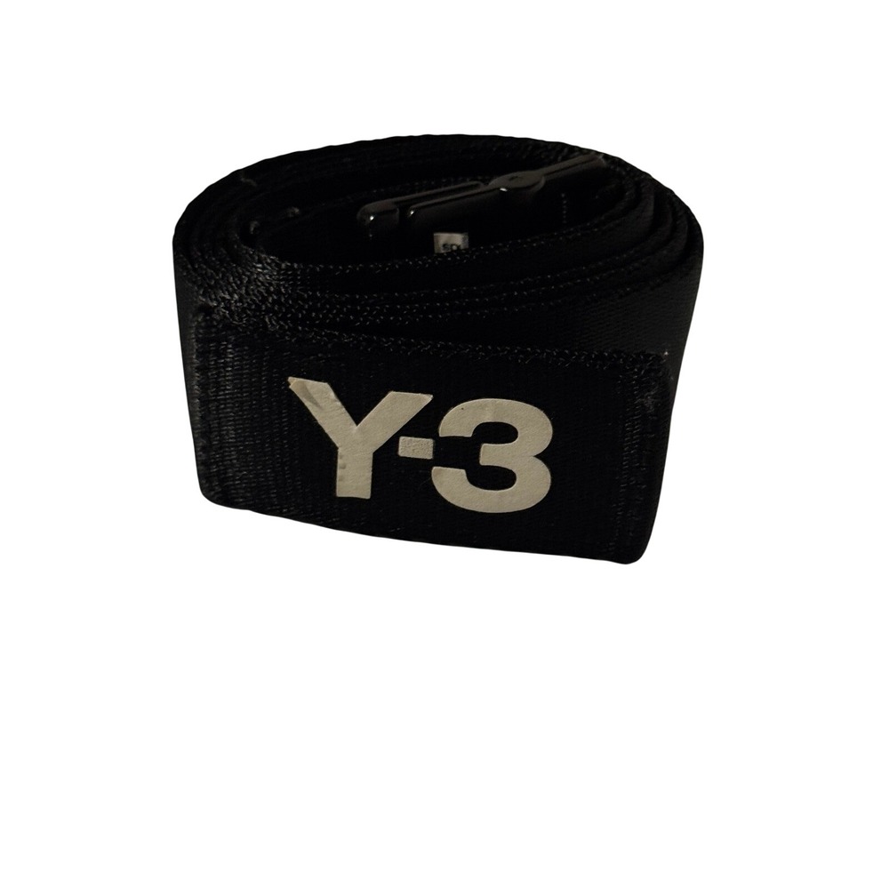Y-3 Adidas Yohji Yamamoto Logo Belt Black Woven Webbing Streetwear Size M 125cm